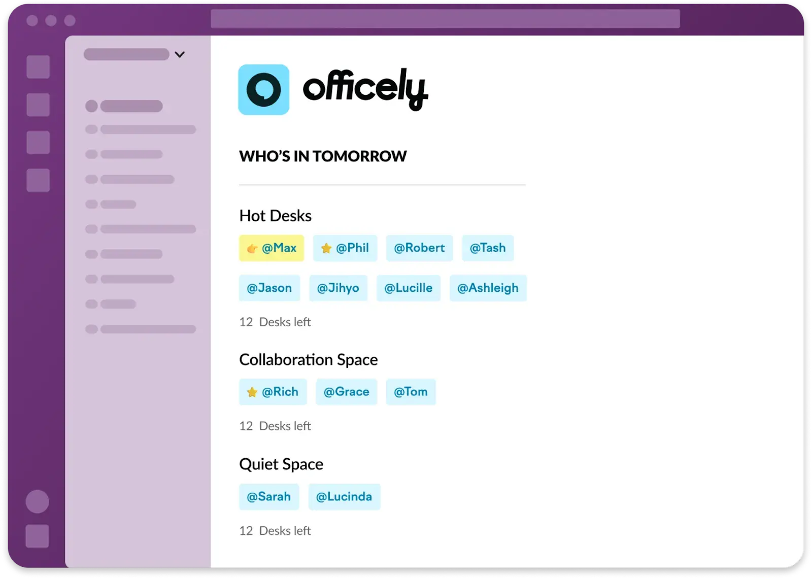 A screenshot of Officely’s interface