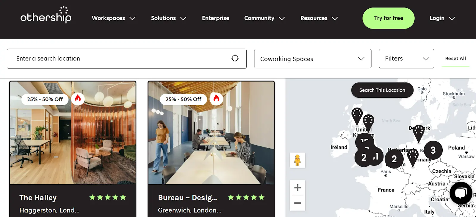 A screenshot of Othership’s booking page